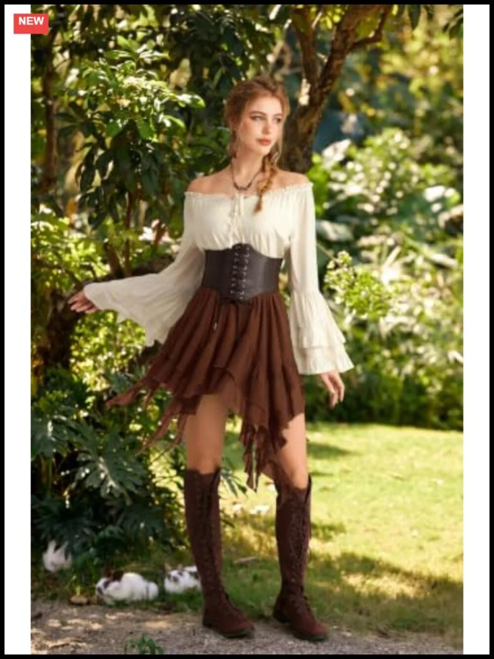 Women's Tiered Ruffle Skort with Built-in Shorts, Elastic Waist, Asymmetrical